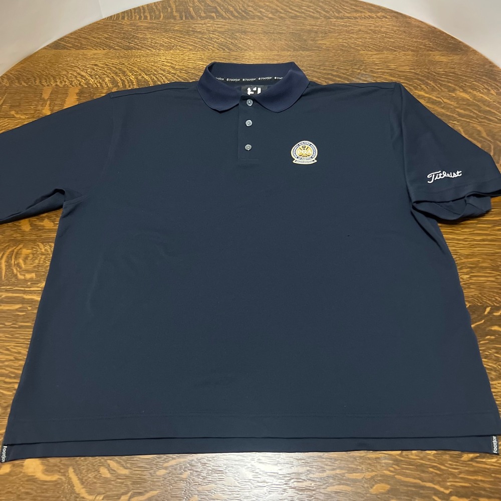 FootJoy Polo Shirt Mens XXL Black PGA Titleist Embroidered Short Sleeve